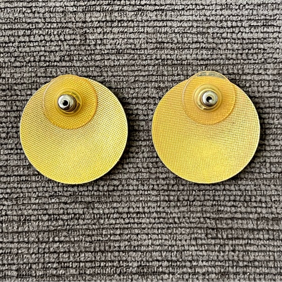 Vintage Gold Tone and Black/Grey Enamel Earrings - Picture 2 of 3